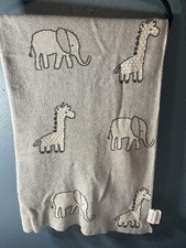 Baby Blanket 32  x40  Gray Elephant Giraffe India 100 Cotton Animal Nursery
