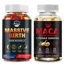 Massive Girth Gummies,Male Enhancement Gummies,Stamina Support+ Maca Root Bundle