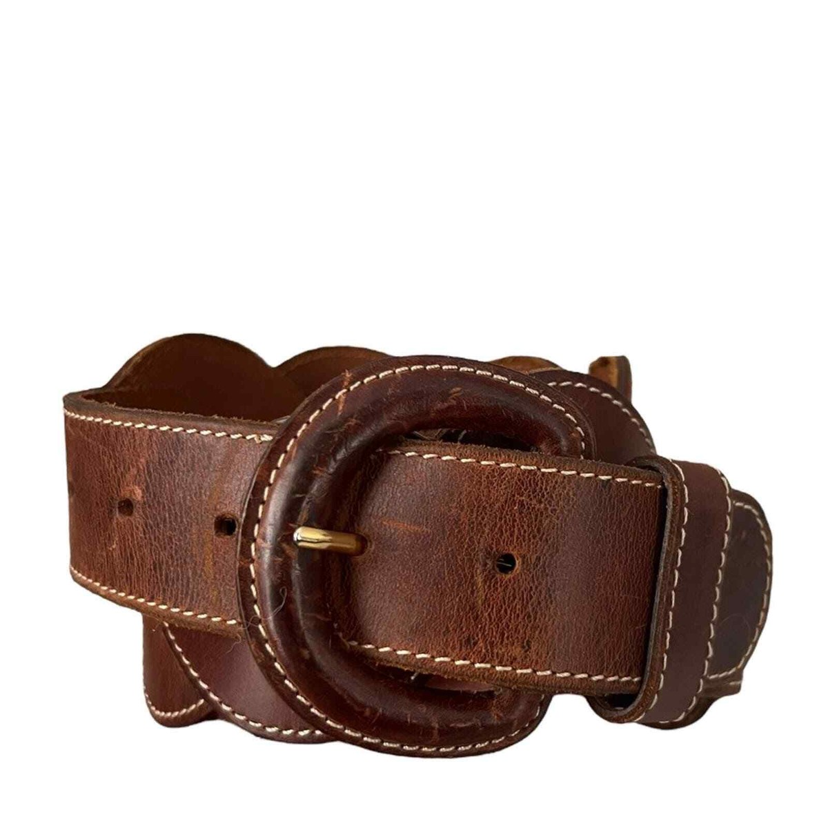 Gorgeous Brown Vintage Leather Belt size Small Vintage leather floral belt Beautiful detailing Some... | Depop main image 4