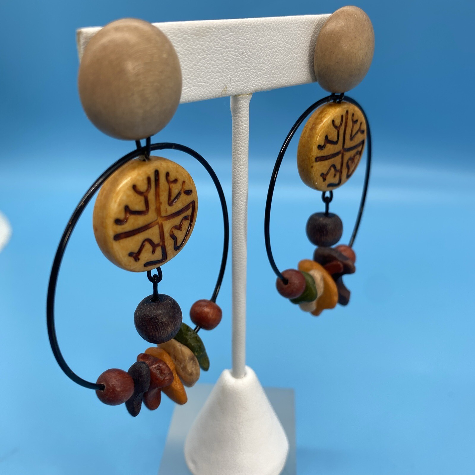 Artisan Boho/Dangle-Drop/Circle Post Earrings/3" … - image 6