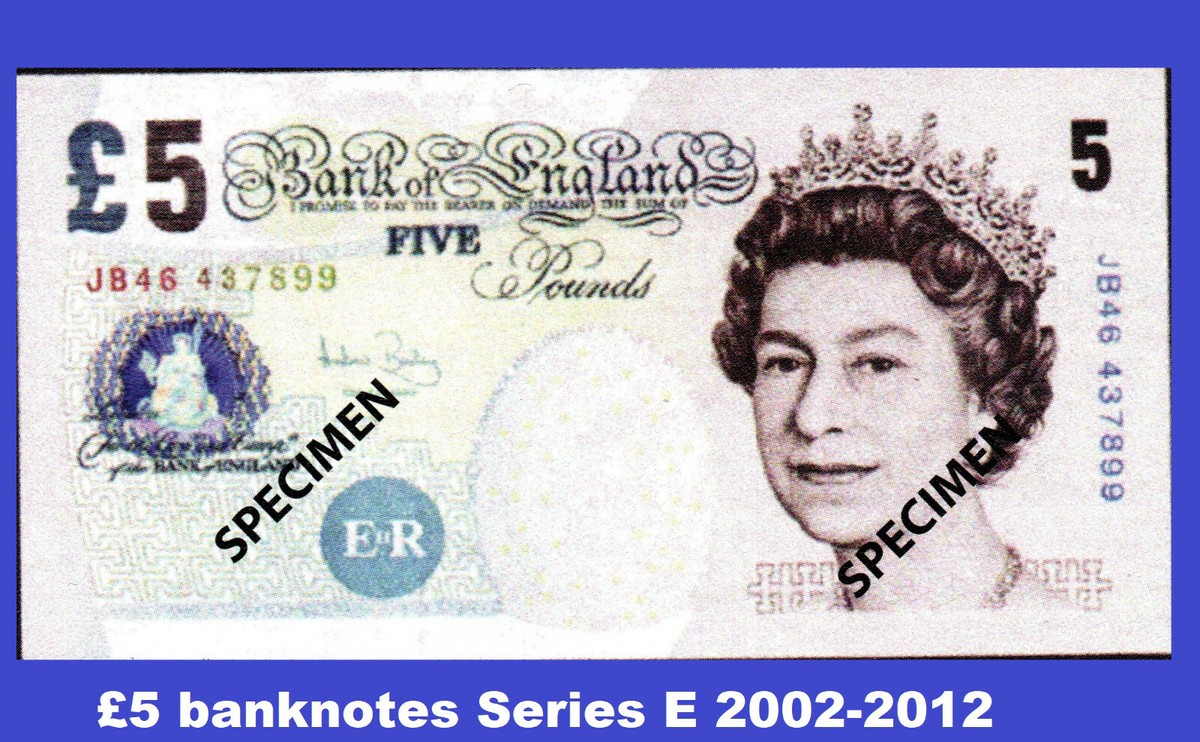 Real bank of England £5 five pound banknotes paper currency Series - Main Image