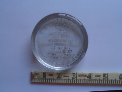 vintage E Robson & co  cabinet manufacturers glass paperweight
