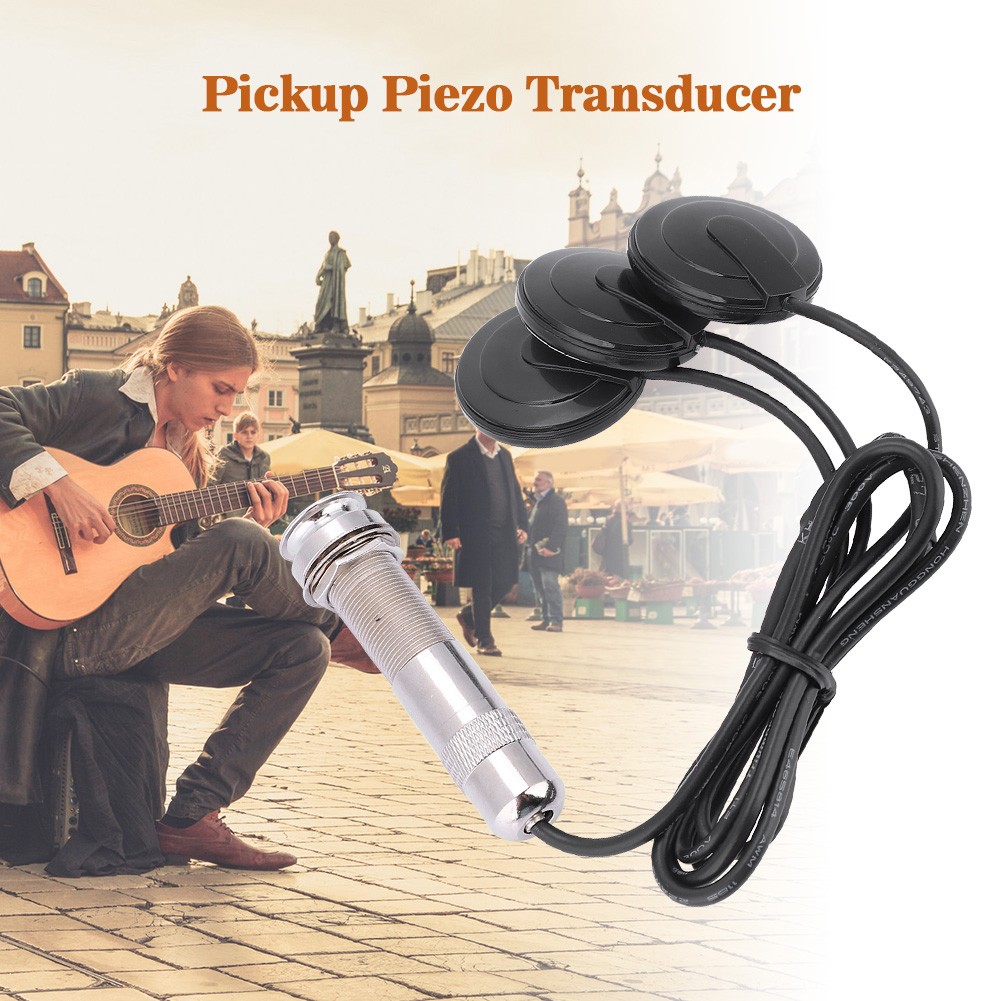 Pickup Piezo With 3 Transducers onto Intrument for Guitar Mandolin Ukulele Banjo
