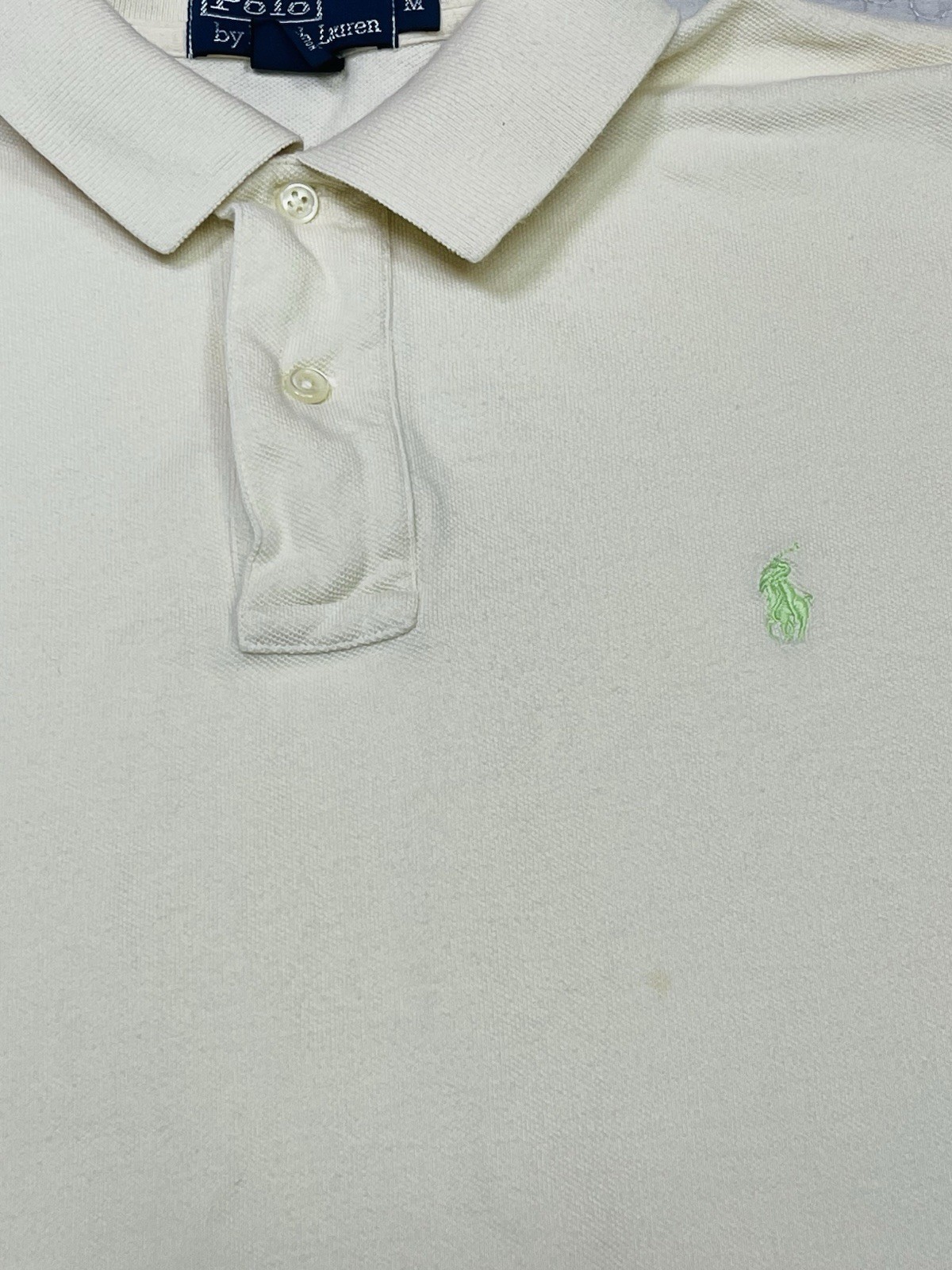 Polo Ralph Lauren uomo panna t shirt verde pony manica corta taglia media