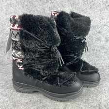 MUK LUKS Womens Boots Size 9 Ebony Faux Fur Fairisle Knit Snow Winter New 16982