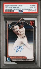 2024 Bowman Draft Chrome 1st #CPADJ Dakota Jordan SF Giants🔥PSA 10🔥LOW POP🔥