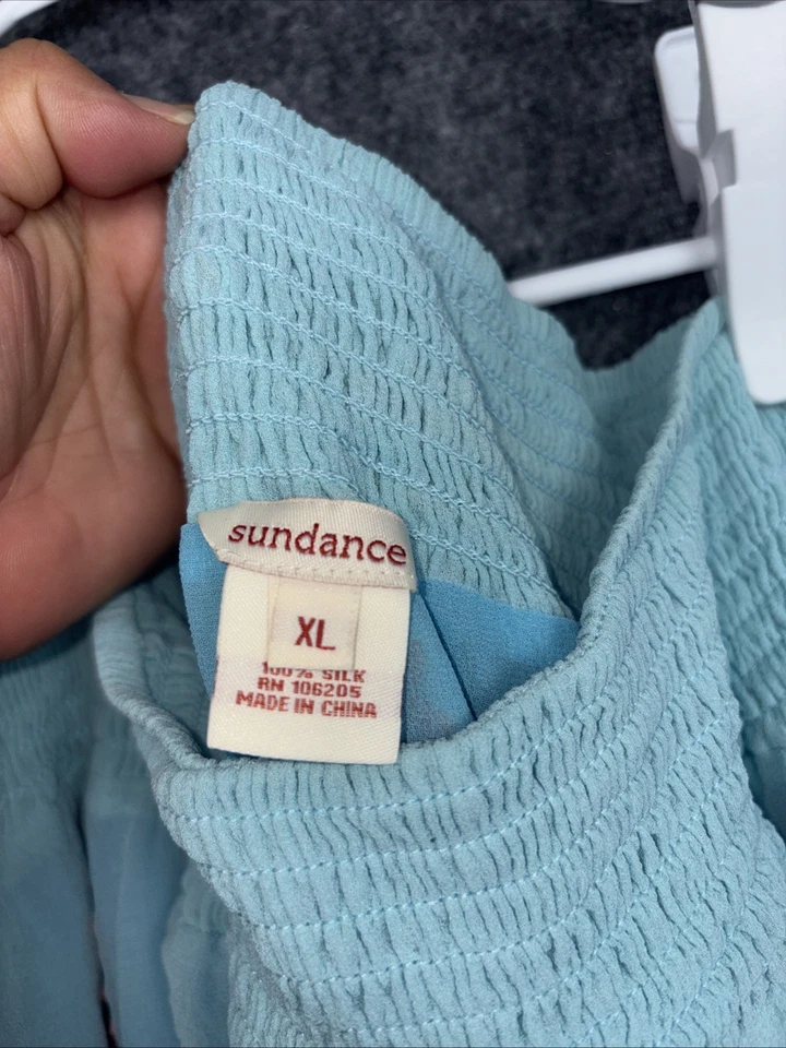 Falda Sundance Mujer Talla XL Azul Seda Bordada Boho Festival Campesino Foto 3 de 4