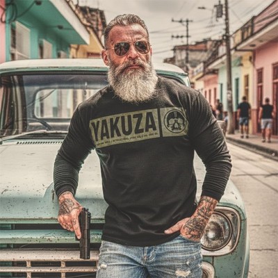 Neues Yakuza Herren Bleak Basic Langarm T-Shirt - Schwarz