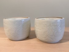 Antique Ming Porcelain Tea Caddies - Dragon Relief, Blue Cloud Lids