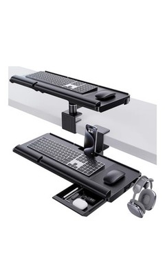 Klearlook Upgraded Adjustable Keyboard Tray for Above Desk & Under Desk Use - Er