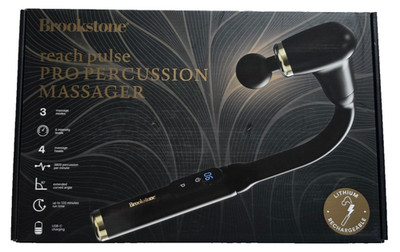 Brookstone Reach Pulse Pro Percussion Massager 6 Speeds 4 Heads Battery NIB