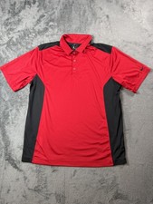 Nike Dri-FIT Polo Shirt Mens XL Red Black Colorblock Golf Performance 632418-687