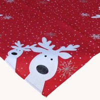 Weihnachtstischdecke Elch Rot-Bunt, Decke Stickerei 85/85
