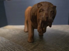 Wood Lion Figurine Carving from Kenya