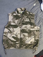 Cabela's 2XL Woodland Camouflage Hunting Vest Zippered Pockets Drawstring Hem