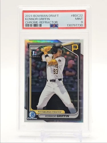 KONNOR GRIFFIN 2024 BOWMAN CHROME DRAFT 1ST REFRACTOR MINT PSA 9 Q3855