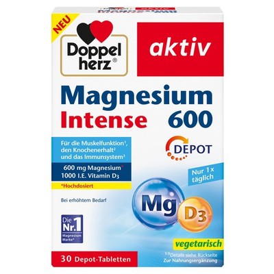 Magnesium 600 Depot Tabletten mit Vitamin D, 30 Stück, Doppelherz, hochdosiert