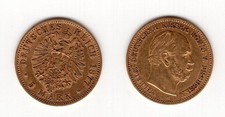 Prussia 5 Mark 1877 a Wilhelm I. Gold Original!