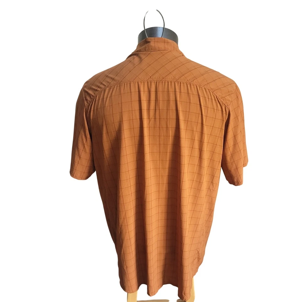 Camisa con botones manga corta a cuadros Outdoor Research para hombre XL naranja nailon Foto 3 de 4