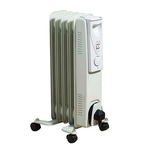 Daewoo 1000W Oil Filled Radiator Heater 5Fin Portable Electric Room Heater White