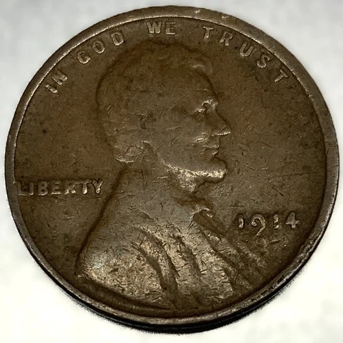 1914 P Lincoln Wheat Cent Penny Good 1c One Cent US Coin- 2460