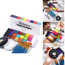 Face Body Paint Palette 20 Colors Oil Setting Powder 10 Brushes Halloween SFX