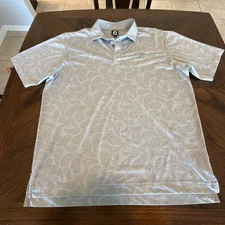 FootJoy Men's Lisle Paisley Golf Polo Gray Hackberry Creek CC Size XL