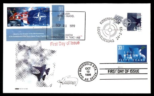 Mayfairstamps Denmark FDC 1999 mixed Canadian and USA nakano perfin franking Fir