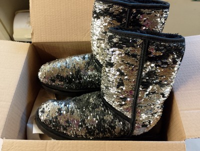 UGG Silber Pailletten Damen Stiefel Größe UK 5,5, Top Zustand.