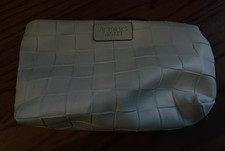 Victoria's Secret White Faux Leather Makeup Bag with Zipper and Handle