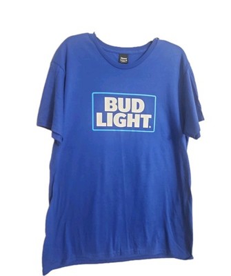 New Blue Bud Light Promotional T-shirt Hanes 100% US Cotton Size Large