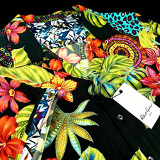 Robert Graham Embroidered Floral Tropical Vibrant Short Sleeve Shirt Large 299
