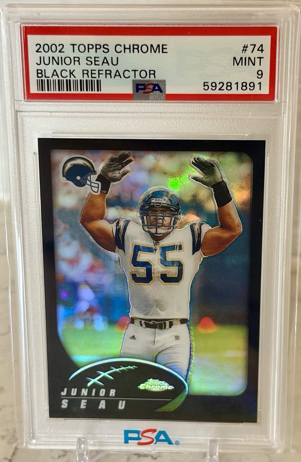 2002 Topps Chrome JUNIOR SEAU Black Refractor /599 PSA 9 Mint ***RARE***