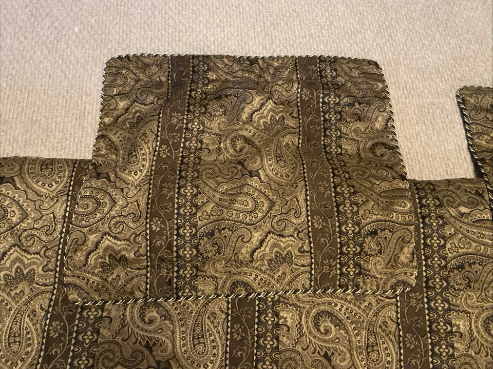 Bombay Queen Bedding Set Brown & Gold Paisley Vertical Stripes Cording - Image 3 of 4