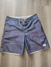 Nautica Navy Plaid Board Shorts Swim Trunks Drawstring Pocket Men's Sz 36W