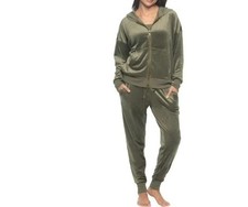 NWOT Felina Tracksuit Velvet Olive Green Hoodie  Jogger Set Size L M0134