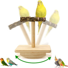 Natural Wood Bird Perch Stand Training, Intelligence Puzzle Enrichment Toys f...