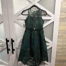 Rare Editions Girls Green Lace Sleeveless A-Line Dress 14 Formal Party