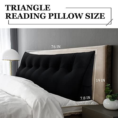 14 lbs Thickened Wedge Pillow Headboard Body Positioner King:76*8*20 IN Black