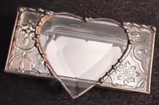Lovely Vtg Glass Trinket Box 4 1/4 2 1 1/4" Mirror Inside w/ Some Flaws