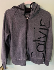 Calvin Klein CK Performance Women's M Full-Zip 2 Pockets Gray Hoodie Activewear