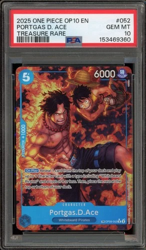 One Piece CCG Portgas.D.Ace Treasure Rare OP08-052 PSA 10 Gem Mint