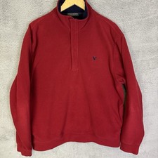 Lyle  Scott Scotland Sweater Mens L Red 1/4 Zip Fleece Lightweight