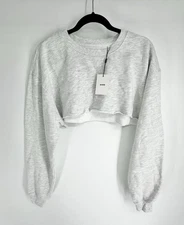 Joah Brown Cut Off Cropped Sweatshirt Heather Grey French Terry NWT Size O/S