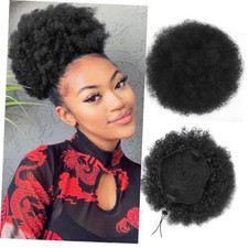 Afro Puff Drawstring Ponytail, Short 8 Inch Pack of 1 1B Natural Black