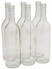 750ml Glass Bordeaux Wine Bottles, Clear Cork Finish, Case of 6,