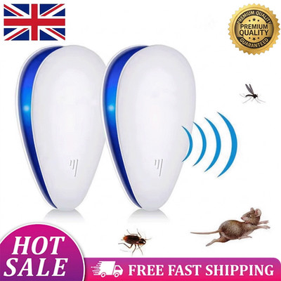 2 Pack Ultrasonic Pest Repeller Plug-In UK - Mouse Mice Rat Spider - Indoor Use