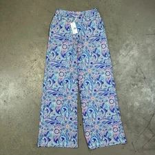 Jean-Pierre Klifa Boulevard Pants Womens Medium Sanibel Tropical Print Blue NWT