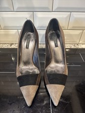 DOLCE & GABBANA Suede Patchwork Pumps Size 38 Multicolor Block Pattern Classic