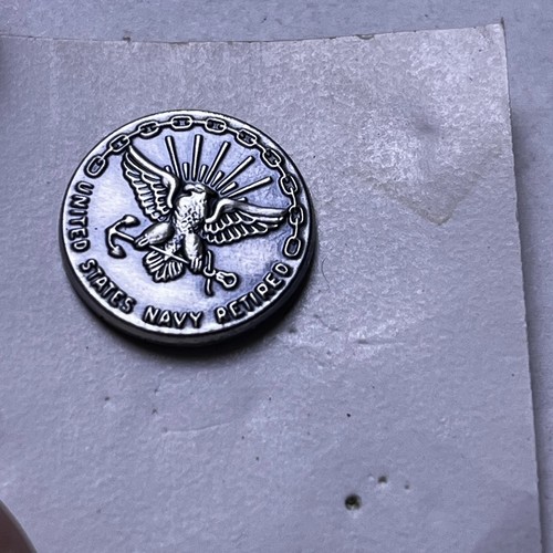 Vintage United States Navy Retired Label Button Reward Pin - 1/20 Silver Filled